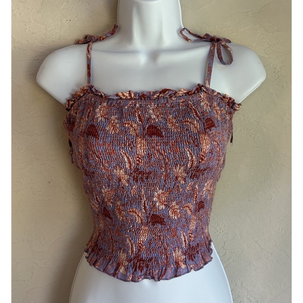 Anthropologie Conditions Apply Nori Smocked Tank S Organic Floral Tie Bohemian